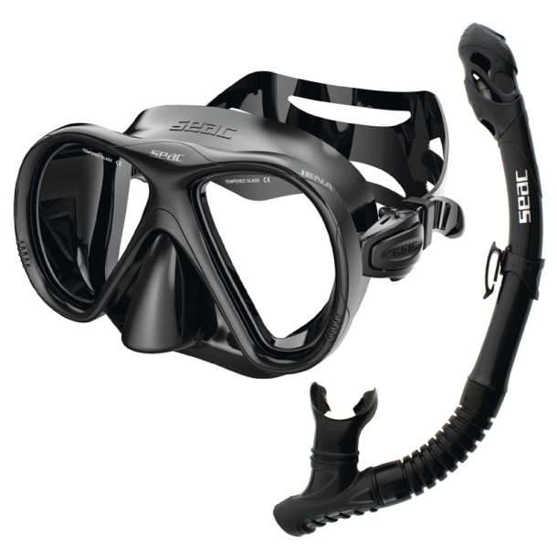 Seac snorkels�t Iena Dry sort s�lv