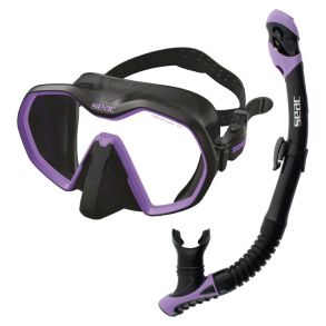 Seac snorkels�t Icona + Reverse Dry sort/lilla