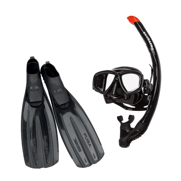 Pakketilbud - Scubapro Ecco Snorkelst, Seac Fuga Finner &#150; Sort