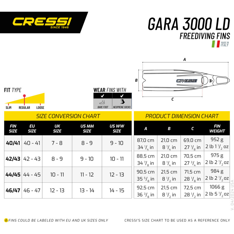 Size chart