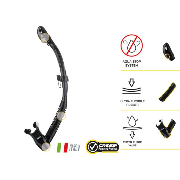 Cressi Itaca Ultra Dry snorkel svart/svart
