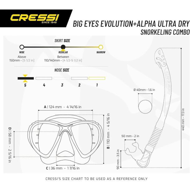 Cressi Big Eyes Evolution + Alpha Ultra Dry snorkel combo