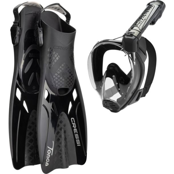 Cressi Baron + Tonga snorkels�t med finner sort