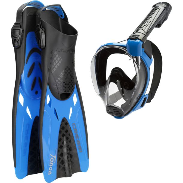 Cressi Baron + Tonga snorkels�t med finner sort / bl�
