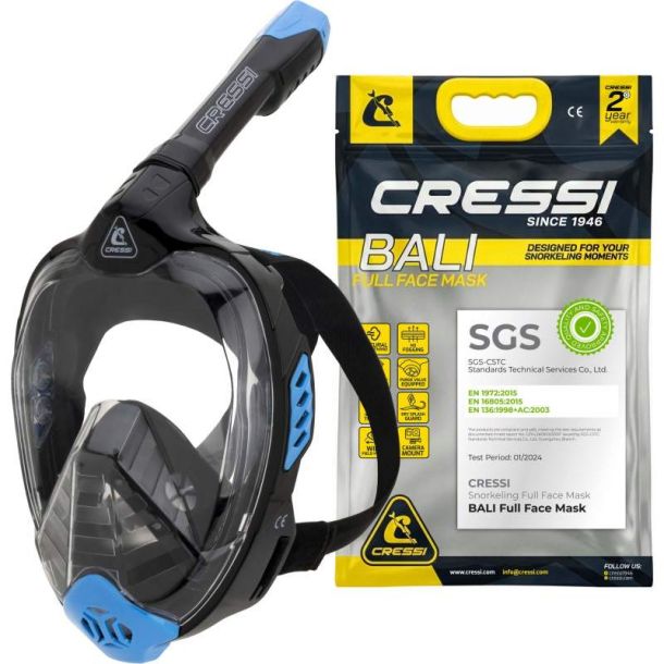Cressi Bali full face maske sort / bl�