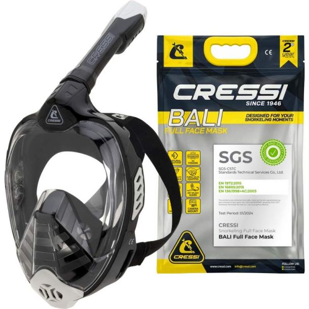 Cressi Bali full face maske sort / gr�