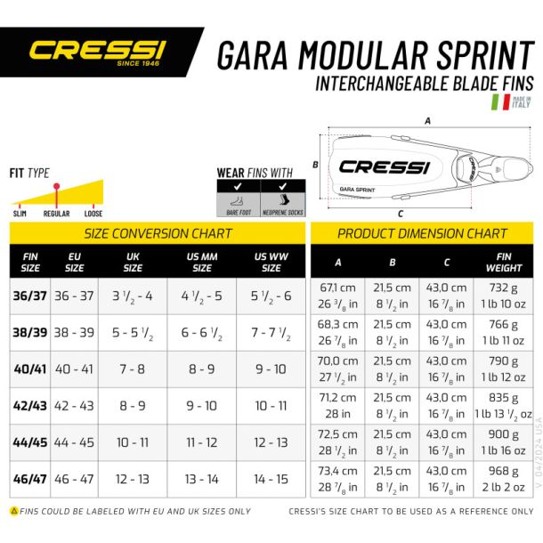 Cressi Gara Modular Sprint fenor bl� metallic