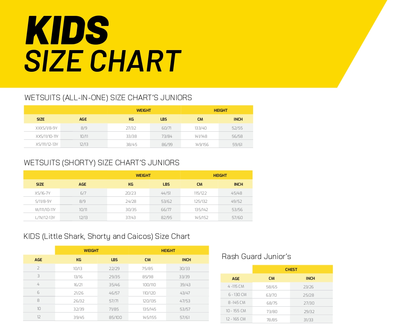 Size chart